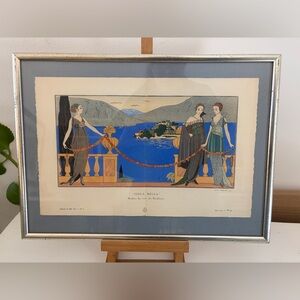 Vintage pochoir print framed, c. 1914